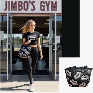 Wildfox Black Quilted Tote with Silver Lip Appliqués